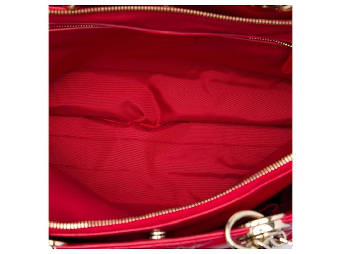Dior Red Large Lambskin Cannage Soft Zipped Lady Dior Shopping Tote - Ansicht 4