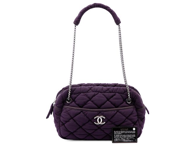 Bolso de hombro Chanel Bubble de nailon acolchado morado Púrpura - vista 7
