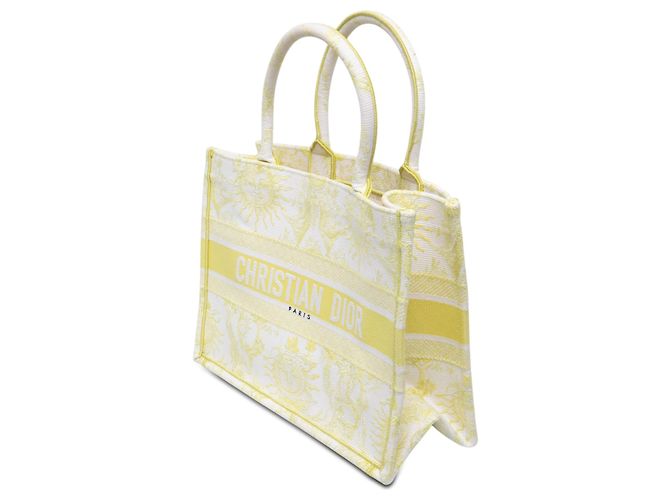 Dior White Medium Embroidered Canvas Toile de Jouy Soleil Lady D Lite Blanc Blanc cassé - vue 2