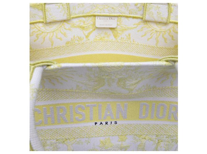 Dior White Medium Embroidered Canvas Toile de Jouy Soleil Lady D Lite Blanc Blanc cassé - vue 5