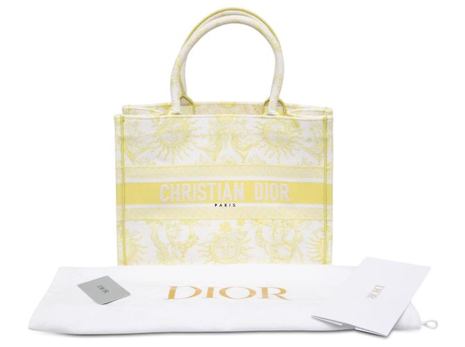 Dior White Medium Embroidered Canvas Toile de Jouy Soleil Lady D Lite Blanc Blanc cassé - vue 7