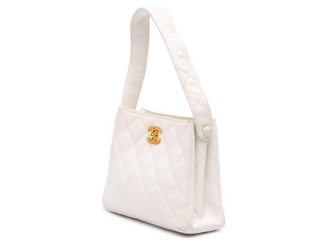 Bolsa de Ombro Chanel White CC Quilted Lambskin Branco - vista 2