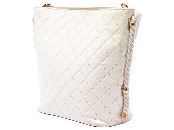 Borsa Chanel En Vogue Rope Satchel in vitello stropicciato bianco Crudo - vista 2