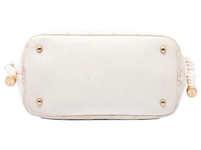 Borsa Chanel En Vogue Rope Satchel in vitello stropicciato bianco Crudo - vista 3