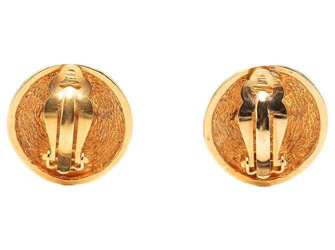 Chanel Gold CC vergoldete gesteppte runde Clip-On-Ohrringe Golden - Ansicht 2