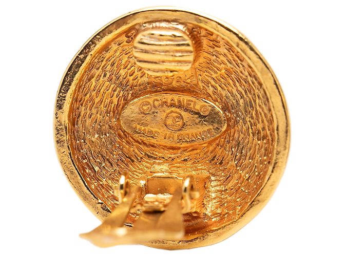Chanel Gold CC vergoldete gesteppte runde Clip-On-Ohrringe Golden - Ansicht 3