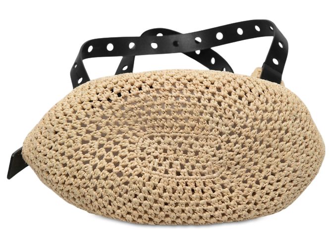LOEWE Borsa Hobo Small in Raphia Beige Traforata - vista 2
