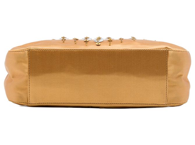 Borsa a tracolla in raso con decorazioni floreali dorate Prada D'oro - vista 3