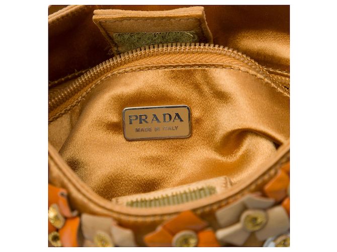 Borsa a tracolla in raso con decorazioni floreali dorate Prada D'oro - vista 5