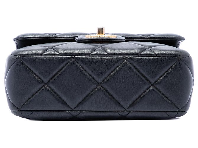 Chanel Mini Square Quilted Lambskin Bijoux Logo Chain Flap Schwarz - Ansicht 3