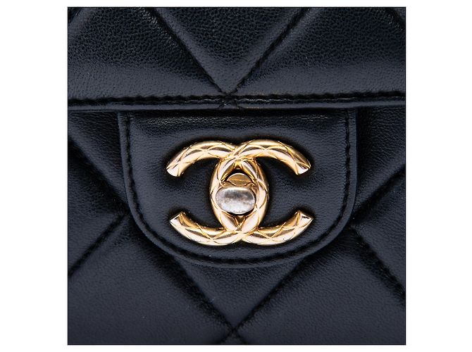 Chanel Mini Square Quilted Lambskin Bijoux Logo Chain Flap Schwarz - Ansicht 5