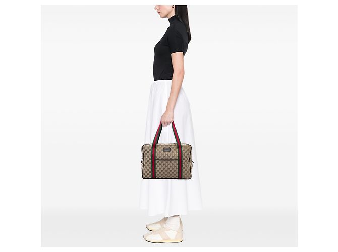 Gucci Beige GG Canvas Web Business Bag - view 5