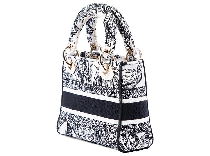 Dior White Mini Embroidered Canvas Toile De Jouy Lady D Lite Blanc Écru - vue 2