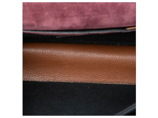 Burberry Brown Small Leather and House Check Canvas Derby Macken Crossbody Marrone - vista 4