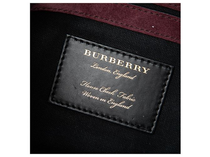 Burberry Brown Small Leather and House Check Canvas Derby Macken Crossbody Marrone - vista 5