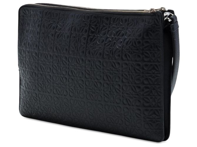 Pouch doppia piatta LOEWE in vitello con Anagramma impresso nero - vista 2