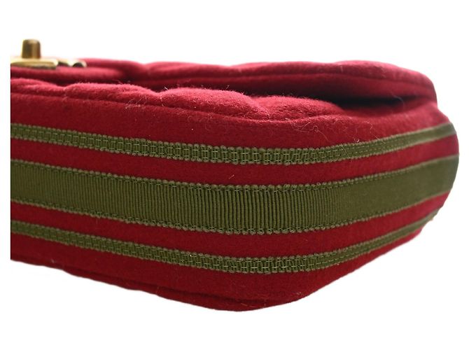 Chanel Red Medium Quilted Mixed Fibers CC Eyelet Flap Vermelho - vista 10