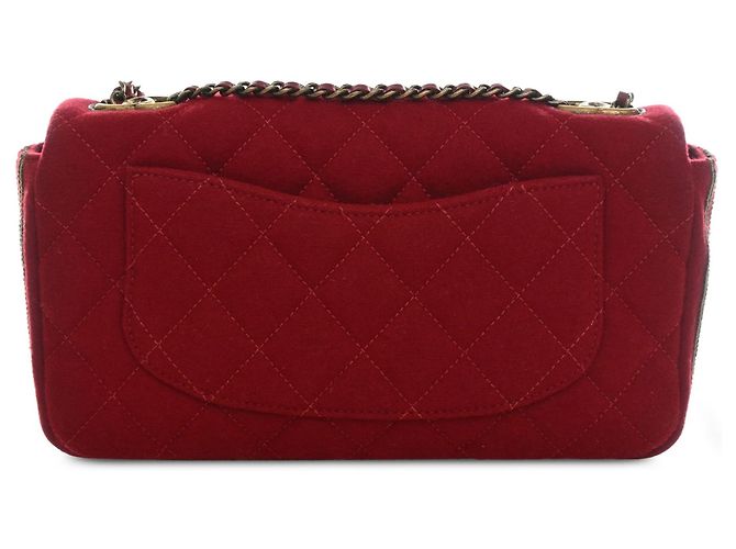 Chanel Red Medium Quilted Mixed Fibers CC Eyelet Flap Vermelho - vista 2