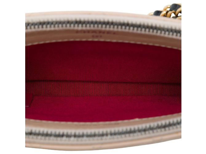Clutch Gabrielle con doppia zip e catena Chanel in vitello invecchiato bicolore beige - vista 4