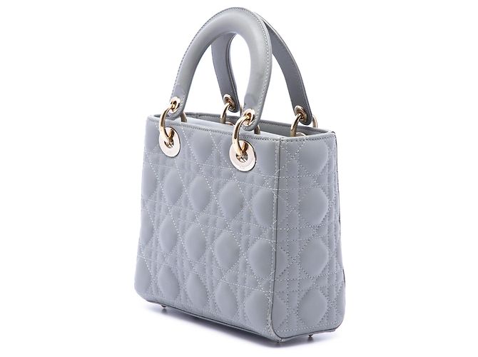 Dior Gray Small Lambskin Cannage My ABCDior Lady Dior Marrom - vista 2