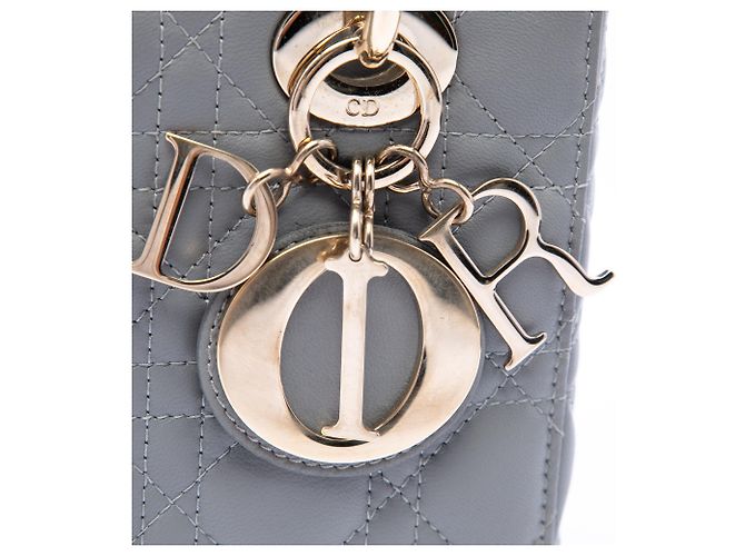 Dior Gray Small Lambskin Cannage My ABCDior Lady Dior Marrom - vista 5