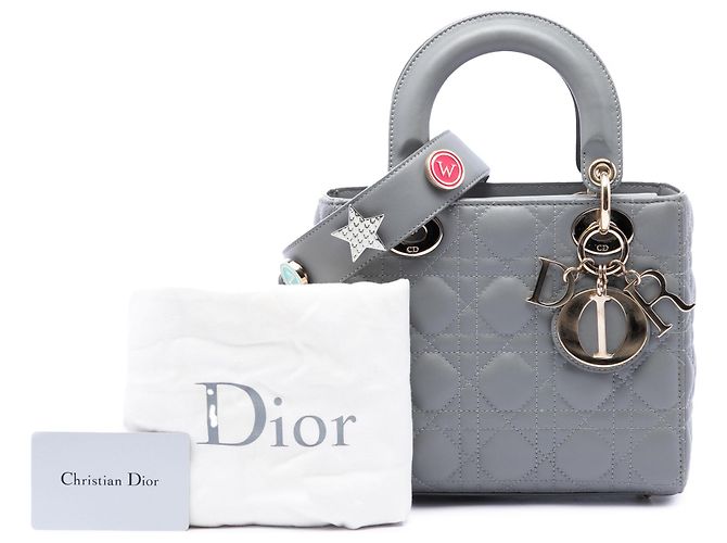 Dior Gray Small Lambskin Cannage My ABCDior Lady Dior Marrom - vista 7