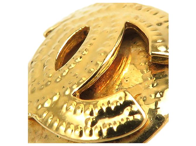 Chanel Gold CC vergoldete runde Clip-On-Ohrringe Golden - Ansicht 11