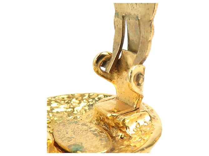 Chanel Gold CC vergoldete runde Clip-On-Ohrringe Golden - Ansicht 12