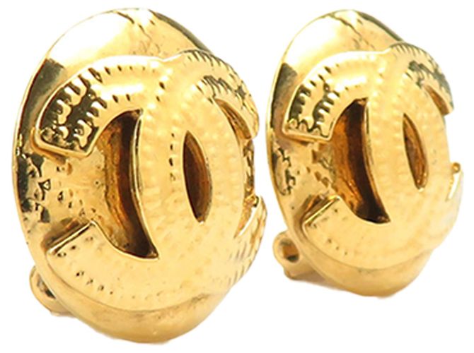 Chanel Gold CC vergoldete runde Clip-On-Ohrringe Golden - Ansicht 2