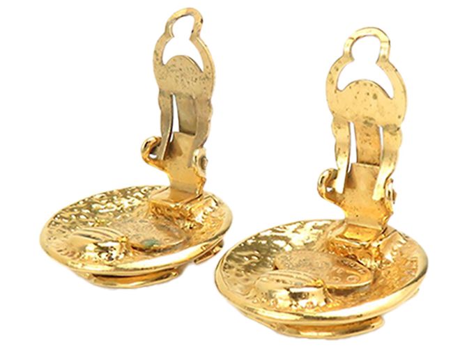 Chanel Gold CC vergoldete runde Clip-On-Ohrringe Golden - Ansicht 3