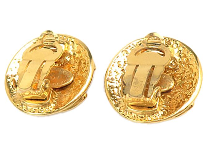 Chanel Gold CC vergoldete runde Clip-On-Ohrringe Golden - Ansicht 4