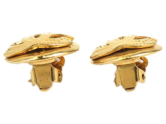 Chanel Gold CC vergoldete runde Clip-On-Ohrringe Golden - Ansicht 6