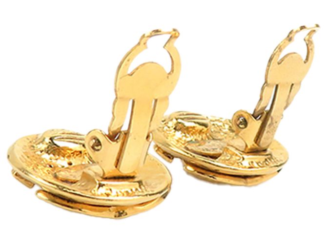 Chanel Gold CC vergoldete runde Clip-On-Ohrringe Golden - Ansicht 7