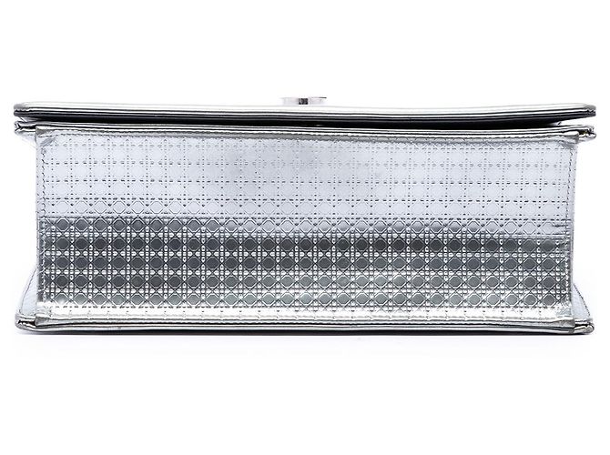 Dior Silver Medium Metallic Patent Microcannage Diorama Flap Argenté - vue 3