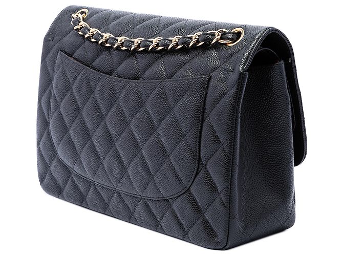 Chanel Black Jumbo Classic Caviar Double Flap Nero - vista 2