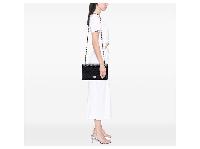 Chanel Black Jumbo Classic Caviar Double Flap Nero - vista 6