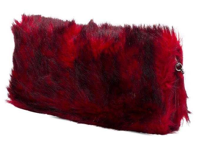 Borsa a tracolla Miu Miu in eco-pelliccia rossa con cristalli Rosso - vista 2