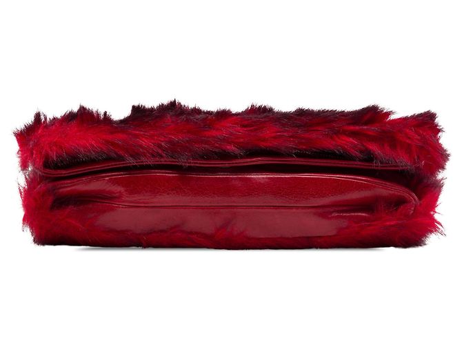 Borsa a tracolla Miu Miu in eco-pelliccia rossa con cristalli Rosso - vista 3