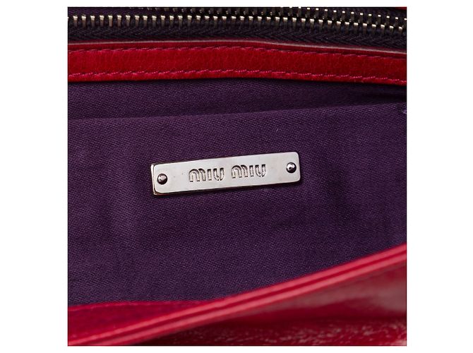 Borsa a tracolla Miu Miu in eco-pelliccia rossa con cristalli Rosso - vista 5