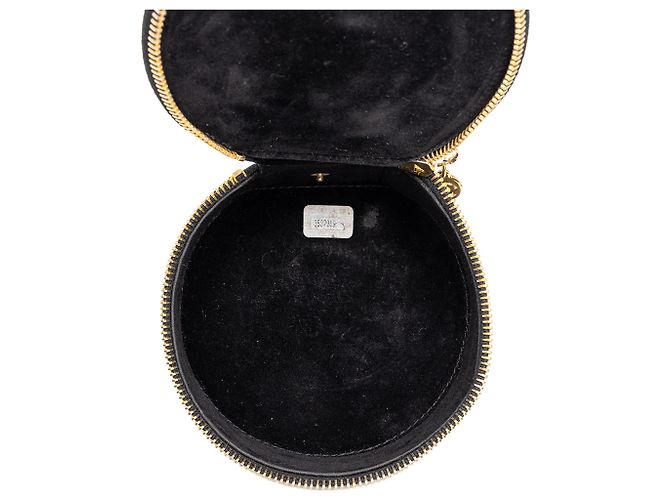 Étui à bijoux rond de voyage Chanel en cuir Caviar noir - vue 4
