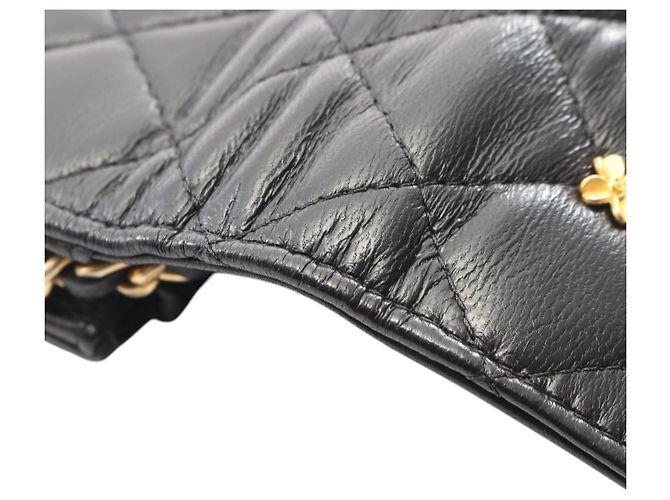 Chanel Black CC Quilted Studded Lambskin 18K Lucky Charms Wallet On Chain Nero - vista 7