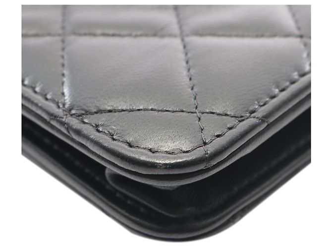 Chanel Black CC Quilted Studded Lambskin 18K Lucky Charms Wallet On Chain Nero - vista 9