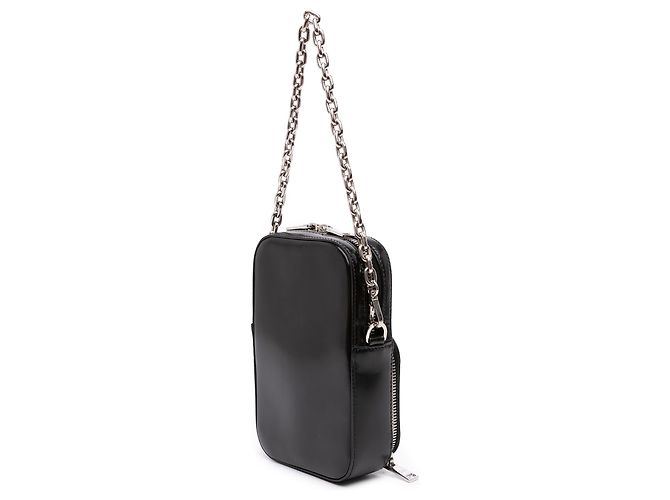 Pochette pour téléphone Prada en cuir brossé noir mini - vue 2