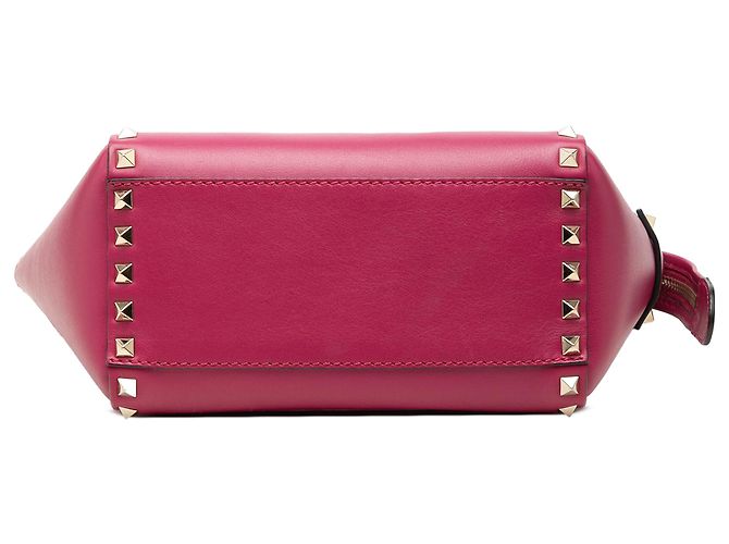 Sac cabas Valentino Rockstud Mini en cuir rose avec doubles anses - vue 3