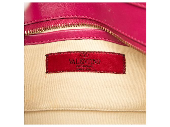 Sac cabas Valentino Rockstud Mini en cuir rose avec doubles anses - vue 5