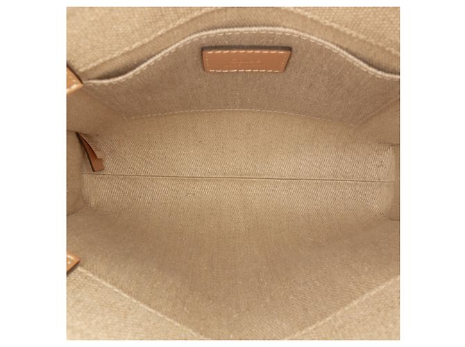 Borsa Woody Satchel Piccola in Tela Beige Chloé - vista 4