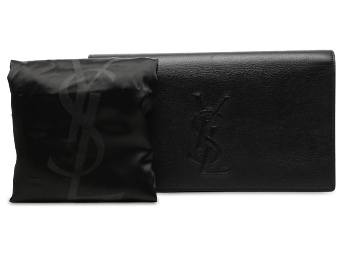 Autre Marque Clutch Saint Laurent Belle De Jour Large in pelle di vitello monogrammata nera Nero - vista 7