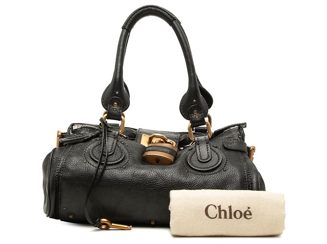 mala de mão Chloé Paddington em couro preto, tamanho Medium - vista 7