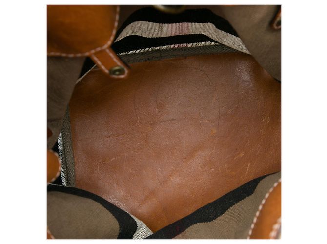 Borsa Secchiello Burberry Ashby in Tela Mega Check Brown Medium Marrone Marrone chiaro - vista 4