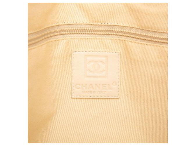 Borsa Tote Chanel Beige Large Bicolor Canvas Sports Ligne - vista 5